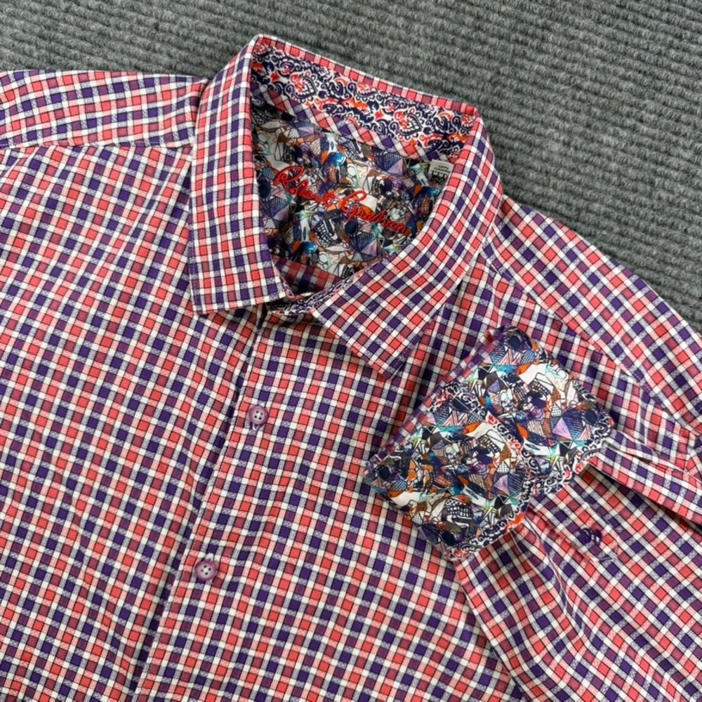 Robert Graham Classic Fit Button Down Shirt Men 3XL Red Purple Multi Color Check